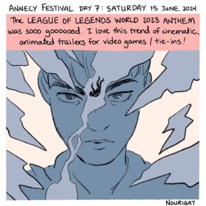 Natalie Nourigat Instagram - #ChroniquesIllustrées ✍️  

🤩 Vous avez cru que c'était fini ? Et bien il y en a encore !

🎨 La dernière journée du Festival d'Annecy racontée par Natalie Nourigat @tallychyck en dessins c'est ici !  

🎬 Au programme de cette dernière journée : des au revoir aux amis, des rires et des pleurs devant les 36 films de commande en compétition, de l'adoration devant les premières images d'"Arcane" et les tendances des bandes-annonces animées pour les jeux vidéo et les produits dérivés.  

🤗 Et pour finir en beauté, une projection de courts métrages Jeune public !

❤️ Un grand merci à @tallychyck et @eupholie pour leurs chroniques à la fois émouvantes, drôles et qui permettent de découvrir le Festival à distance !

//

#IllustratedChronicles ✍️  

🤩 Just when you thought it was over – there's more! 

🎨 Here are Natalie Nourigat @tallychyck's sketches of Annecy Festival's last day!  

🎬 On the final day's programme: goodbyes to friends, laughter and tears watching the 36 competing commissioned films, adoration for the first look at "Arcane", the latest trends in animated trailers for video games and spin-off products.  

🤗 And to finish on a high, some short film screenings for Young Audiences! 

❤️ A big shout out to @tallychyck and @eupholie for their moving and amusing chronicles, which helped you experience the Festival from afar!

_

_

_

#annecyfestival #animation #annecy #chroniquesillustrées #illustration #drawing  #cinema #filmanimation
