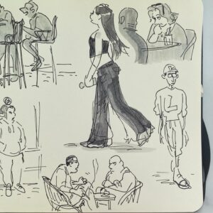 Natalie Nourigat Instagram - A few sketches from @frames_festival in Avignon last month 🥰 The weather was so nice, I had my first ice cream cone of 2024!