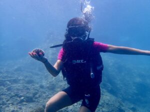 Natalie Burn Instagram - Exploring the unknown… Scuba Diving 🤿 Under the Sea 🦀🌊💙🩵 #corfu #greece #scubadiving Scroll 👈