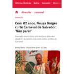 Neusa Borges Instagram - #neusaborges segue sendo destaque não só no #carnaval baiano, mas na mídia. A atriz Neusa Borges não abre mão de passar o carnaval na capital baiana, cidade que escolheu para ter uma residência e aproveitar seus períodos de férias dos trabalhos na TV e no Cinema. Confira as principais matérias, arraste para o lado e confira: 📰 @correio24horas 📰 bahia.ba 📰 @bnews_oficial 📰 @sitealoalobahia 📰 bahia.ba 📰 @portalibahia #neusaborgesnamídia #tzascom