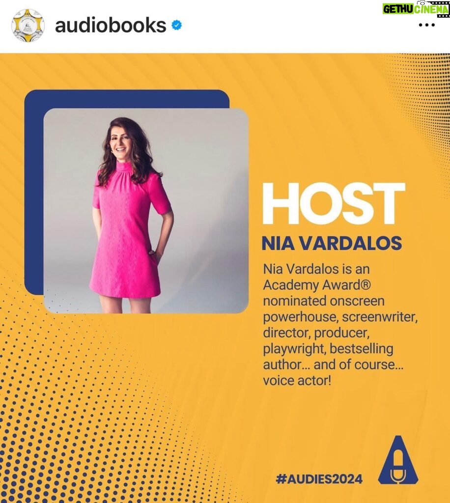 Nia Vardalos Instagram - Hiii! I’ll be hosting the 2024 Audies live from The Avalon in Los Angeles on March 4th at 5pm PST/8pm EST celebrating the best in audiobooks and spoken-word entertainment. Plus, you can stream the Awards live on YouTube. Go audiopub.org for more information. 📚 🥳 #Loveaudiobooks #read #voice #awards #love #lovewhatyoudo #art Repost from @audiobooks: Introducing your 2024 Audies host: Academy Award® nominee Nia Vardalos, renowned for her iconic onscreen roles from the “My Big Fat Greek Wedding” franchise she wrote, to acting in Netflix’s “Ivy Bean” films! She’s also the bestselling author of “Instant Mom”, the playwright of “Tiny Beautiful Things” and the co-creator of Audible comedy “Motivated!”. We can’t wait to have her wit and charm light up the stage!