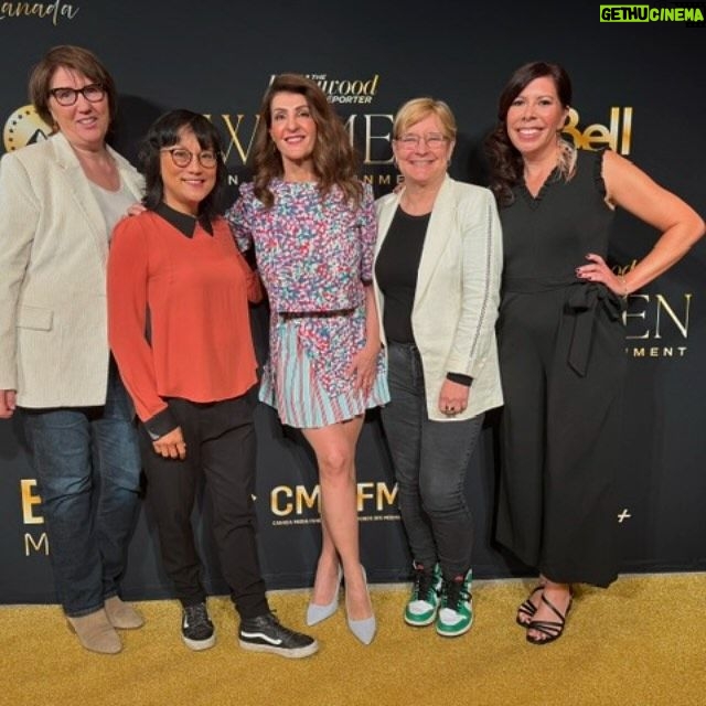 Nia Vardalos Instagram - Thank you @hollywoodreporter & #paramountplus for the Toronto celebration and honor of including me on the first ever Canadian women’s power list. It was an illuminating experience to be on the #directorspanel with Mina, Kari & Tracey (@minashum8888 @kari.skogland @traceydeer) all wonderfully moderated by Johanna Schneller. Thank you Perry Zimel and Daniel Abrams of @oazinc ! Dress by @ramybrook jewels by @ireneneuwirth shoes by @dolcegabbana glam by @alicia.nikole … and as always my glowy moisturizer is by @lamer and tanned legs 🤣 by my beloved @wolford ❤️ #womeninfilm #director #filmmaker #screenwriter #hollywood #canada #women