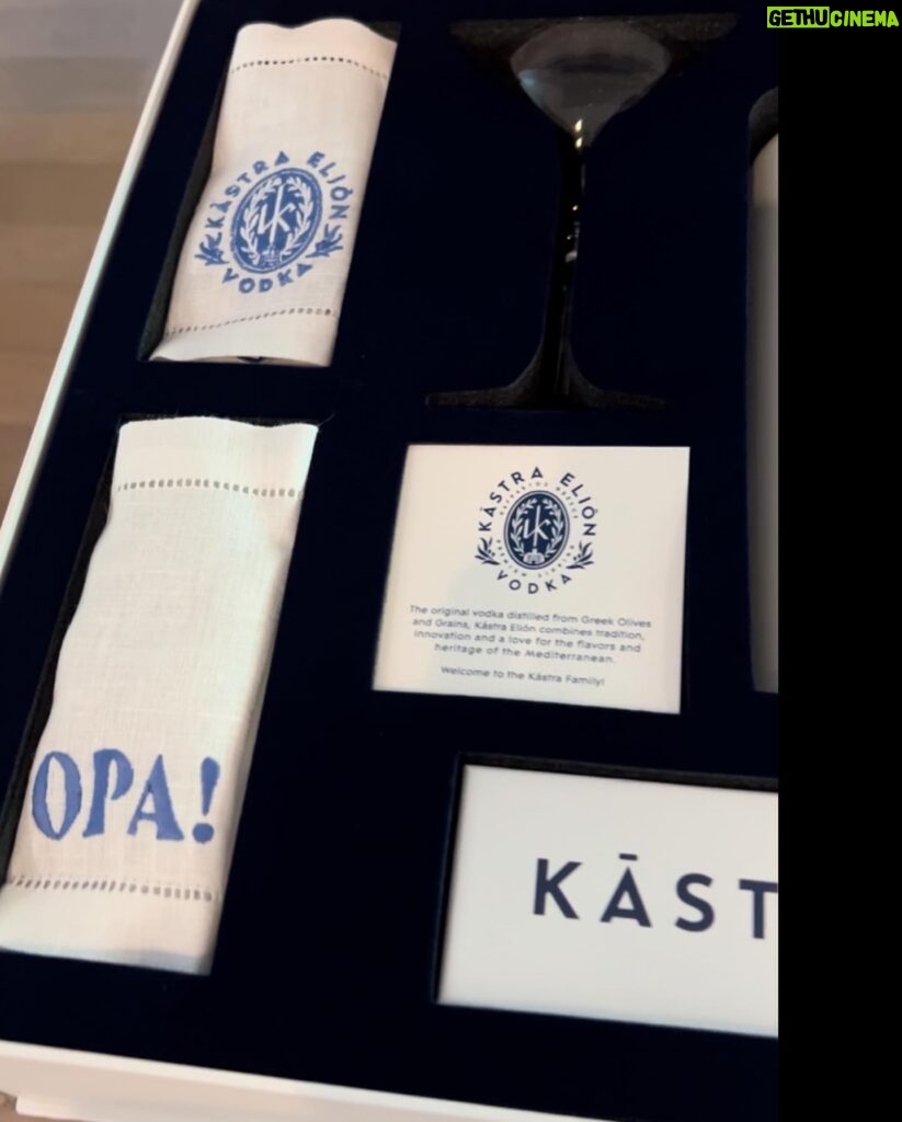 Nia Vardalos Instagram - This smooth vodka is made from Greek olives. I love to promote Greek businesses especially ones starting out and created by hard working people. These boxed kits are so pretty and available on their site with many more selections: @kastraelion #greece #supportsmallbusinesses #notanadjustafan