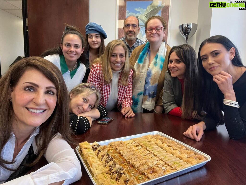 Nia Vardalos Instagram - Celebrating (with baklava of course) the @primevideo release on @amazon today of @mbfgreekwedding 3 !!! with the wonderful Los Angeles Consul @greeceinla and all the lovely people in the office! #mybigfatgreekwedding #mybigfatgreekwedding3 #film #love #eatsomething
