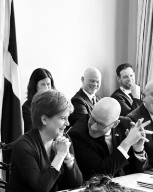 Nicola Sturgeon Instagram - This morning I chaired my last meeting of @scotgov Cabinet. 
By my side, as he has been throughout my time as First Minister, and also taking part in his final Cabinet meeting, was @JohnSwinney. 
It has been a privilege beyond words 🏴󠁧󠁢󠁳󠁣󠁴󠁿