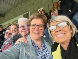 Nicola Sturgeon Instagram - Supporting McDermid Ladies in the League Cup Final with @quineofcrime @profjosharp @hannah_bardell and the legendary Rose Reilly