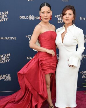 Nicole Kang Instagram - OSCARS 2024 ✨✨✨
Thank you @ejaf for hosting me and my tribe. 
It was truly such a crazy day. 
I just cannot believe the amount of gorgeous human beings I am lucky enough to lean on, to call, to dance at the function with…♥️
If we’ve crossed paths, thank you for holding the door open for me, big ass train and all

Thank you to #ejafoscars
@ejaf in your fight to end the AIDS epidemic 
Thanks to our hosts with the most 
@eltonjohn 
@davidfurnish 
@nph 
@dbelicious 
#tiffanyhaddish