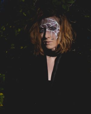 Nicole Tompkins Instagram - 🕷️ happy halloween 🕷️ hope you enjoy the spooky day - what should we name the tiny spooder on my cheek? 🥹👀