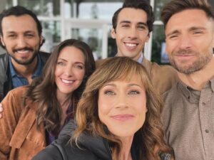 Nikki DeLoach Instagram - Back at it with these beautiful rascals. 

#curiouscaterer #mystery #sleuthers #hallmarkies #happyplace #workfamily❤️