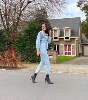 Nila Fırat Instagram - Blue jean jumpsuit 🚹 #tb #belgium