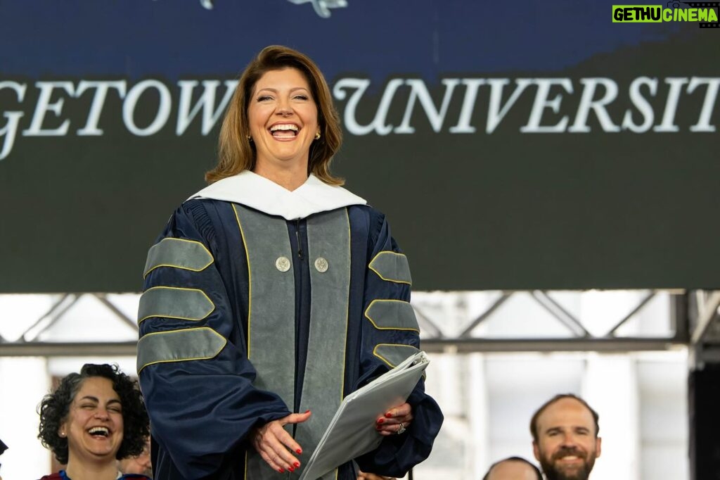 Norah O'Donnell Instagram - Go Hoyas! Congratulations to all the @georgetownuniversity graduates! Loved being back on campus to celebrate and was truly honored to be recognized by Georgetown’s School of Continuing Studies @georgetownscs