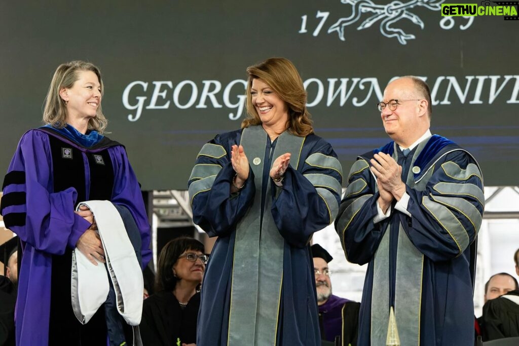 Norah O'Donnell Instagram - Go Hoyas! Congratulations to all the @georgetownuniversity graduates! Loved being back on campus to celebrate and was truly honored to be recognized by Georgetown’s School of Continuing Studies @georgetownscs