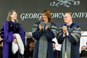 Norah O'Donnell Instagram - Go Hoyas! Congratulations to all the @georgetownuniversity graduates! 

Loved being back on campus to celebrate and was truly honored to be recognized by Georgetown’s School of Continuing Studies @georgetownscs