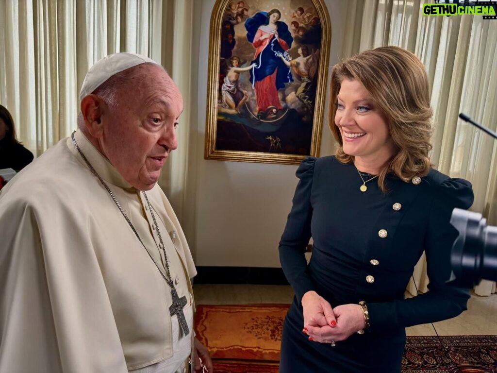 Norah O'Donnell Instagram - Pope Francis has never sat down for an extensive interview, one-on-one, with a U.S. television network. That changed when we spoke with him here in Rome. Part of our global exclusive tonight on the @cbseveningnews and more to come on @60minutes #catholic #popefrancis #vatican