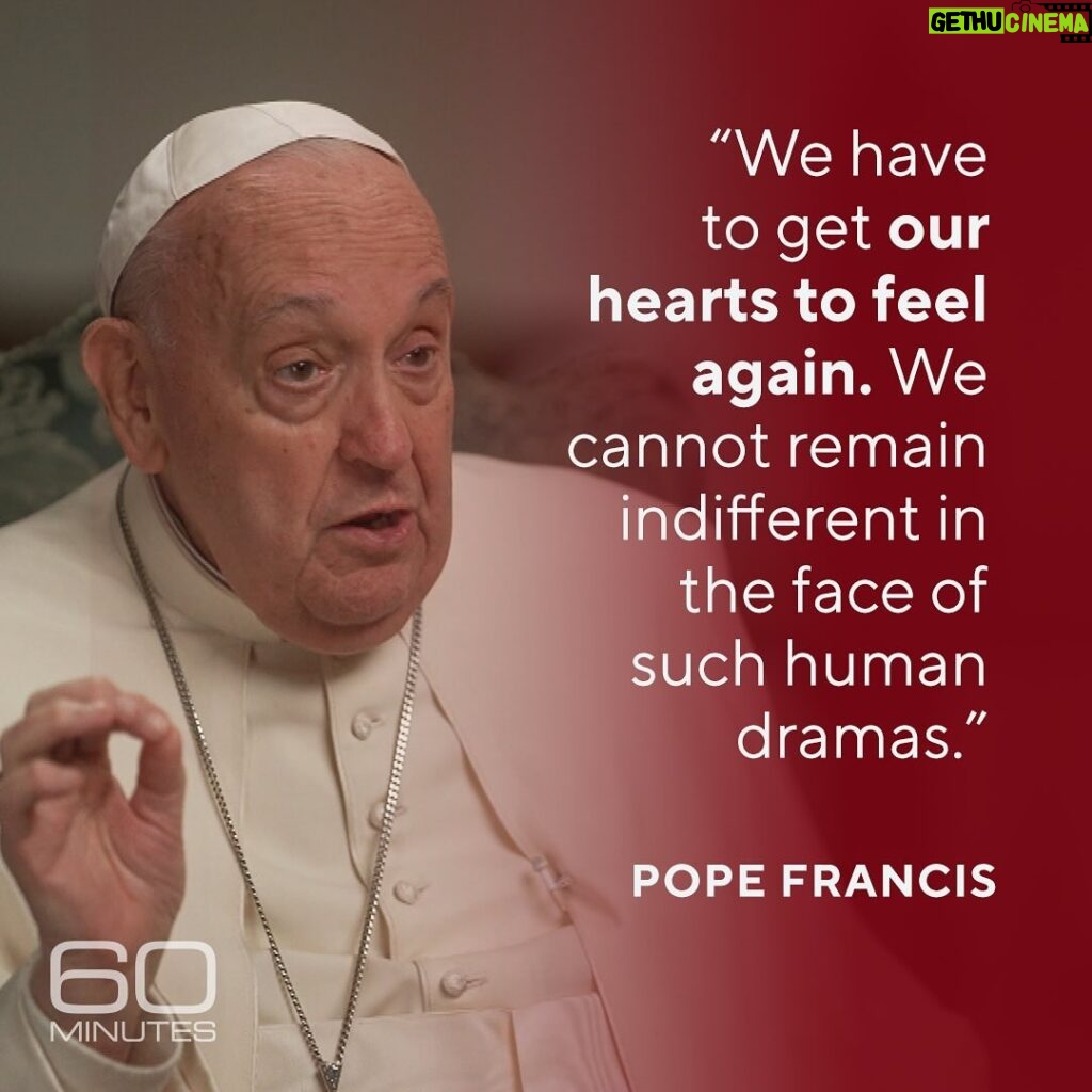 Norah O'Donnell Instagram - Pope Francis says too many people have become indifferent to other people’s suffering from war, injustice, poverty, and crime. He fears too many hearts have hardened and become indifferent.