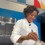 Nyesha Arrington Instagram - FANNNtastic cooking demo for @nationalrestaurantshow today! This is my second cooking demo of the week and I really enjoy it 🤗 Spending quality time sharing knowledge and LOVE that the crowd asks a ton of great questions about cooking and life. Lots of laughs and joy in the room.. soooO awesome!! I find myself sharing core memories around cooking with my grandma, making soups for my friends when I was a kid and the very palpable, electric feeling of stepping into my first professional kitchen. Thank you allllll- so grateful!🙌🏾 . . . . #cookingdemo #lamb #panroast #butterbasted #publicspeaking #stage #chefnyesha
