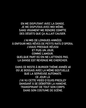Océane Colom Instagram - « Je n’ai pas découvert ma danse, 
elle existait avant moi, 
elle dormait et je l’ai réveillé » 

Isadora Duncan