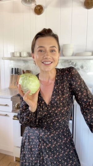 Olesya Rulin Instagram - The long-awaited recipe for Russian cabbage soup is finally here. “ SHI” is made in my house at least once a week. My one year old daughter loves, my 80 year old neighbor (who hates vegetables) loves it, so give it a shot, even if you think cabbage does not sound enticing. Today’s recipe is vegan but if you’d like to add meat, a small piece of pork added to the beginning, creates and more full bodied broth. I hope you enjoyed the soup. Please let me know in the comments below if you’ve tried to make it and what your thoughts are. 

* I’m wearing a beautiful dress from @christydawn one of my absolute favorite clothing brands because of their regenerative initiative when it comes to clothing. Use my code 15OLESYA if you’d like to discover the brand. 
* Our pots and pans are from @caraway_home and are truly one of the best investments in our kitchen if you’d like to upgrade your kitchen essentials, feel free and use my link in bio  for 10% off at check out.