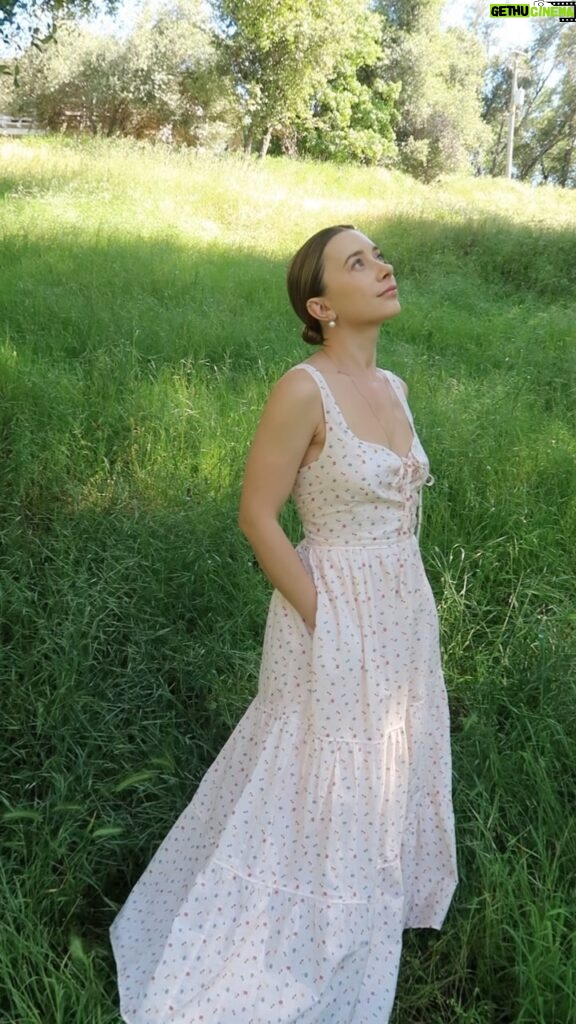 Olesya Rulin Instagram - I’m sitting in my meadow, reflecting on the day and soaking up a mindful moment and yes, I’m wearing a beautiful dress by @christydawn. My mother taught me to dress for the life that I want not necessarily the life I currently have. For the moment I want not maybe the one I’m currently having. It’s only one of the reasons why I love. @christydawn dresses. They make me feel feminine and powerful, and now with their regenerative collections I know the clothing that I put on my body is actually helping the planet. I’m wearing the Adele dress made out of 100% regeneratively grown cotton in a size small. By growing this garment, Christy Dawn has sequestered 43.77 pounds of carbon. I’m happy to offer you my code 15OLESYA so that you too can discover Christy Dawn and their beautiful selection of clothing.
