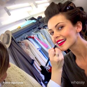Olga Fonda Instagram - #BTS at work today. Has anyone guessed where I am yet? 😜 #WhereAmI #Work #RedLips #GuessTheCountry #MakeupChair #Makeup #Hair #Fun #Memories #WhoSay