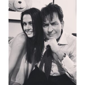 Olga Fonda Instagram - In between takes with @charliesheen #BTS #BlackandWhitePhotoWeek #OnSet #SetLife #BetweenTakes #FeatureFilm #Movie #Filming #California #Hollywood #LongBeach #LosAngeles #Actor #Work #AlwaysSmiling #Happy #Thankful #Photo #CharlieSheen #ThunderStudios #Studios #PhotobyGinaGershon