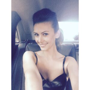 Olga Fonda Instagram - On my way to #AgentX @tntdrama premiere! #Selfie #PremiereSelfie #OOTD #LeatherDress #Fall #RockNRoll #AgentXTNT #TNT #Drama #Premiere #november8 #tunein #londonhotel #weho #california || Dress: @houseofcb Shoes @stuartWeitzman Clutch @Benedettabruzziches Jewelry @swarovski @sylviecollection || Hair: @Carloszelayastylist make-up @Archangelachelsea stylist: @Ririrabbit