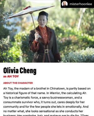 Olivia Cheng Instagram - Tag @netflix @netflixgolden below if you want more Warrior 🙌🏼 Posted @withregram • @misterhoonlee @moryan66 goes deep on #Warrior for @Netflix publication #Tudum!
.
A great primer and companion for all the new viewers who have joined us since launching on #Netflix.
.
@moryan66 has been a huge supporter thru the whole journey. 🙏