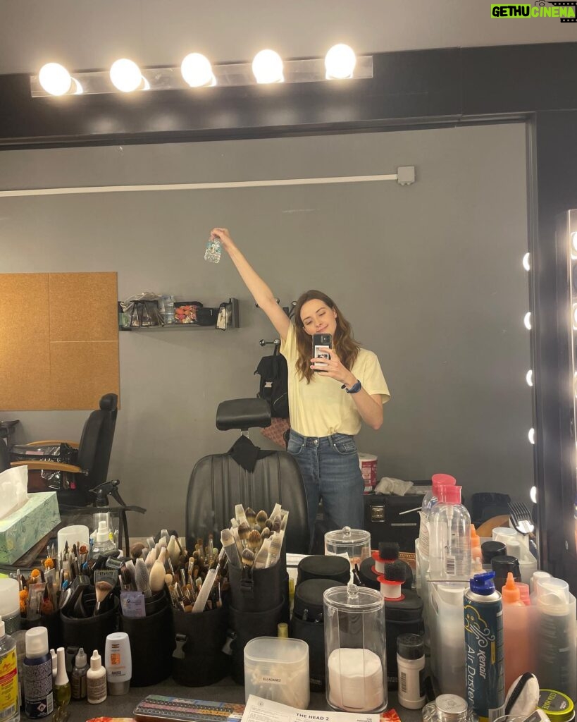 Olivia Morris Instagram - The Head S2 photo dump ⚓️ 1. Last day ft tiny water bottle 2. @kardorazzazi being gorgeous on the monitor 3. Blue skies 4. Poster bts 5. Crying about how much I’m gunna miss @josefinnelden 6. Sea day 7. Night shoots 8. The angel who stared at my face every morning for months 9. Green screeeeen