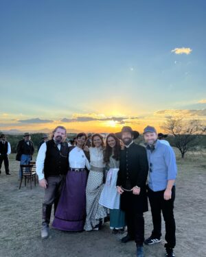Olivia Sanabia Instagram - Now that the strike is over, I can finally tell you guys about BIRTHRIGHT OUTLAW — streaming now!!! It was an honor to be a part of this project, and now it’s yours. I have way too many behind the scenes photos to share with you guys, so expect a spam!! From the corsets to the freezing cold night shoots to the green-screen hot air balloon, this one was truly a blast. Also— I may or may not have written a song for our end credits with @savannahsanabia . Stay tuned!!! 🩶🩶🩶#birthrightoutlaw