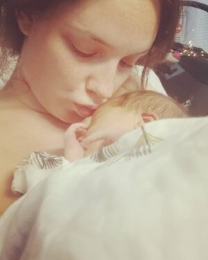 Olwen Catherine Kelly Instagram - The best and hardest thing I have ever done.

Three and a half days of induced labour before Lulu graced us with her presence. 
We learned later that the doctors had bets on as to what time I would ask for a cesarean and we saw so many shift changes that we've had a stream of staff visitors checking-in on us.
In hindsight I've no idea why I didn't ask for one but what else would my documentary maker hubbie have filmed on Saturday morning if it wasn't a human coming out into this world from my vagina?!

We also discovered that Sam wouldn't have been allowed to be with me for the induction period or recovery had Lulu arrived on her due date.
I do not believe I could have made it through without him by my side.

Thanks for holding out on us, Lulu 🌹

Thanks in advance for the rest of our lives together, Sam. ❤️