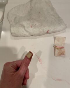 Paget Brewster Instagram - Cooking injury.