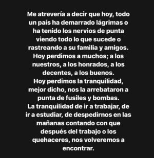 Pamela Sambrano Instagram - A 9 días del mes de Enero, a 9 nueve días de empezar el año, el que debía ser nuestro año…