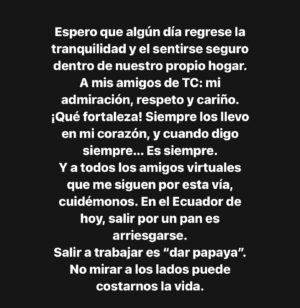 Pamela Sambrano Instagram - A 9 días del mes de Enero, a 9 nueve días de empezar el año, el que debía ser nuestro año…