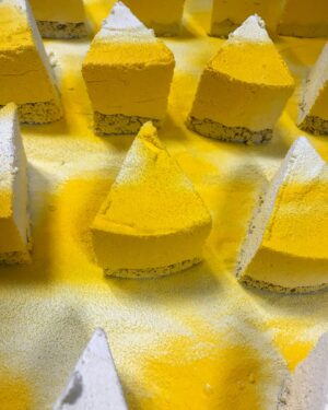 Paola Velez Instagram - NY cheesecake semifrio’s ☺️ (semi frozen custard) shaped to look like a slice of cheesecake 🫡✨

There’s something so soothing to see a little flock of pastries getting ready for the public. A friend mentioned in passing that I live a life that most chefs dream of living. I no longer work in restaurants day to day. But the life folks see me live isn’t the dream we dream of as chefs. Our dream? to be able to freely create for the public without worrying about bills, is. & I’m not there yet. My hustle just looks different in this stage of my career. 

I dream of a day where I can just create and play and feed folks…. But capitalism is a bih… 

What is your ultimate chef dream? 
#nycheesecake #frozentreats
