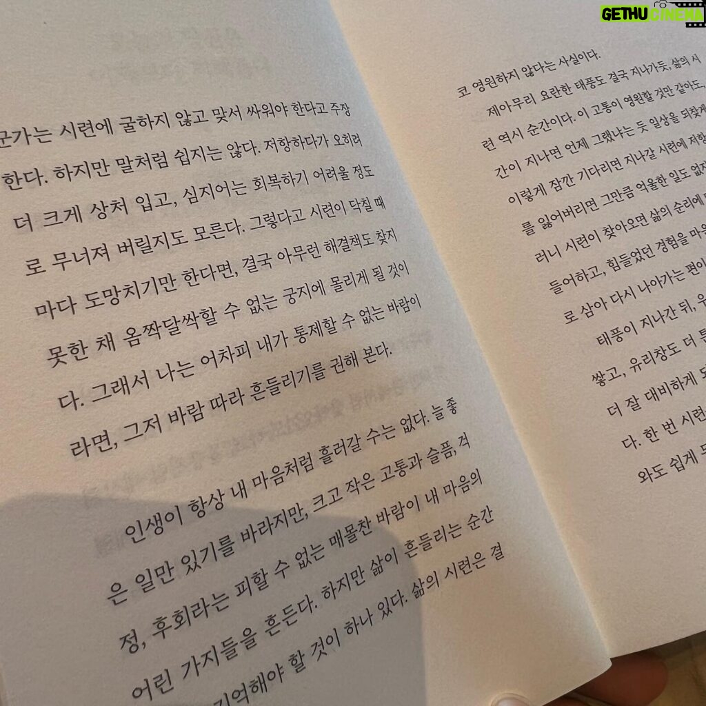 Park Han-byul Instagram - 📖 프롤로그부터 마음에 쿵..! #흔들릴줄알아야부러지지않는다