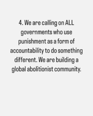 Patrisse Cullors Instagram - It doesn’t get better, our lives, this world unless we will it to be better. Unless we transform ourselves and transform the conditions. Unless we have a plan that actually challenges all forms of punishment. Unless we have a plan that centers care and accountability.

Abolition is that for me. I encourage all of us to center an abolitionist praxis.