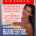 Patti Harrison Instagram – UPDATE: It is with a heavy chest that I have to end my run of shows at Edinburgh Fringe early this year, & must cancel my shows from 16 Aug onward 🥲My last show will now be this Tuesday 15 Aug. I’m sorry to anyone who grabbed tickets for those shows early- you will be refunded. We are adding an additional show this Monday the 14th. 🕊️🥹 This has been the most fun I’ve had doing a show & I am planning more soon 🫦☁️