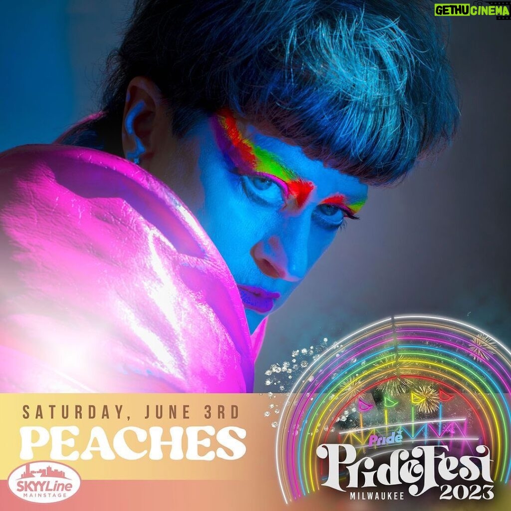 Peaches Instagram - Come see me on June 3rd in Milwaukee at PrideFest! @mkepride 🙌🏳️‍🌈🏳️‍⚧️ On sale now at pridefest.com Check out all my upcoming tour dates (more to be announced!) at teachesofpeaches.com