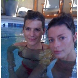 Perrey Reeves Instagram - 10 years ago I think! #justforfun this is in Desert hot Springs, @anyalongwell  and I went to the first #bhaktifest and stayed at an adorable little spa with a natural hot waters. Time flies! Thanx for this trip down memory lane Anya!