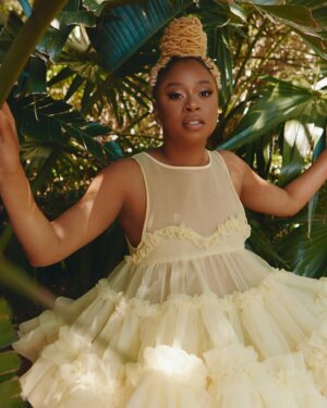 Phoebe Robinson Instagram - #ThotNaysh, Linda Evangelista once said she doesn’t get out of bed for less than $10,000. Well, I’ll get up 200 bucks, a regifted diptyque tea light candle, and a Paramount  login info. #IRefuseToSubscribeToYetAnotherStreamer

📸: @raulromo 
Hair: @sabsthegoodgirl
Makeup: @alanapalaumakeup 
Styling: @elenalark 
assisted by @iamnot_shialabeouf @mia_navarro_
Dress: @lucille__reynolds 
Tights: @falke 
Heels: @kurtgeiger 
Jewelry: @edens.harvest
