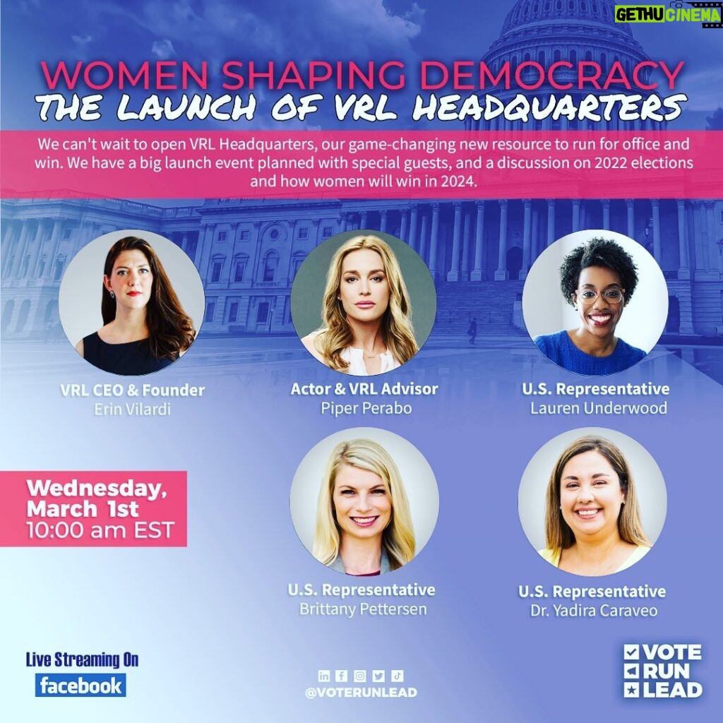 Piper Perabo Instagram - Have you ever thought about running for office? Would you like a one-stop shop to answer your questions about running? On March 1st, I’m joining @VoteRunLead and a group of dynamic women to launch #VRLHQ, an expert-curated resource to run for office and WIN! Click the link in my bio to join us on Facebook Live. I have a feeling You could run, and YOU would win. 🗳️