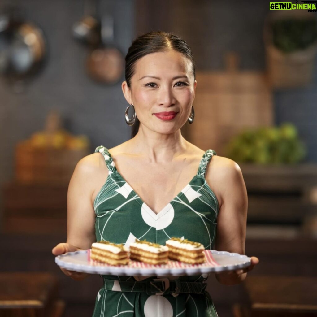 Poh Ling Yeow Instagram - Would you choose time or ingredients for tonight’s @masterchefau immunity challenge? Find out how this unfolds on @10playau if u missed it on @channel10au ! And yes, Pistachio Praline Millyfillys will be in #thejamfacecakequarium this Sunday! Yahoo!!!! 👻 Styling @charmainedepasquale_stylist Dress @the.official.saint.stella.m