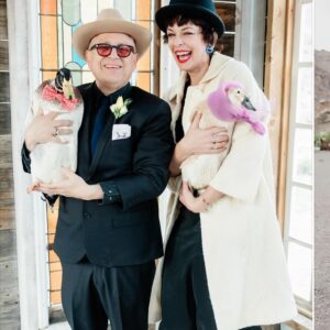 Pollyanna McIntosh Instagram - Fecking delighted with my lot. Thank you @bobcatgoldthwait for making me a lucky and happy woman. You warm my cockles. And to all those friends and family I still haven’t got round to telling, sorry and looking forward to seeing you at a party we’ll be throwing. Sweet Nevada elopement with B’s daughter Tasha and her girlfriend Caroline as well as our ducks Sid and Nancy was the way we decided to go. It was joyful. Thank you. ❤️🤸‍♀️🎡