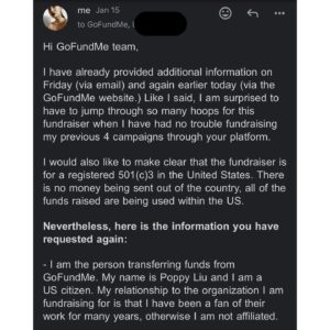 Poppy Liu Instagram - i’m furious. we reached our fundraiser goal for @theslowfactory within a day (✨yay✨) but that same evening @gofundme placed a hold on all donations while they “review the campaign for compliance.” this is the 5th fundraiser i have hosted on gofundme and the first time one of my campaigns has come under such scrutiny. it is incredibly clear that this request for review is driven by anti-arab racism and corresponds directly with national discrimination to suppress 🍉ian voices. 

i have sent all the information they have requested and have been met with silence or more requests. gofundme claims this is about compliance and policy and concern for “those affected by the crisis unfolding in the middle east.” it is, in fact, about none of those things. it is entirely about stifling the voices, violating the right of free speech, and bullying into silence those people who dare to publicly support what is happening to the 🍉ian people.

i have included gofundme’s support email address in the last slide. please email them, especially if you made a donation, and ask for these funds to be released ASAP.