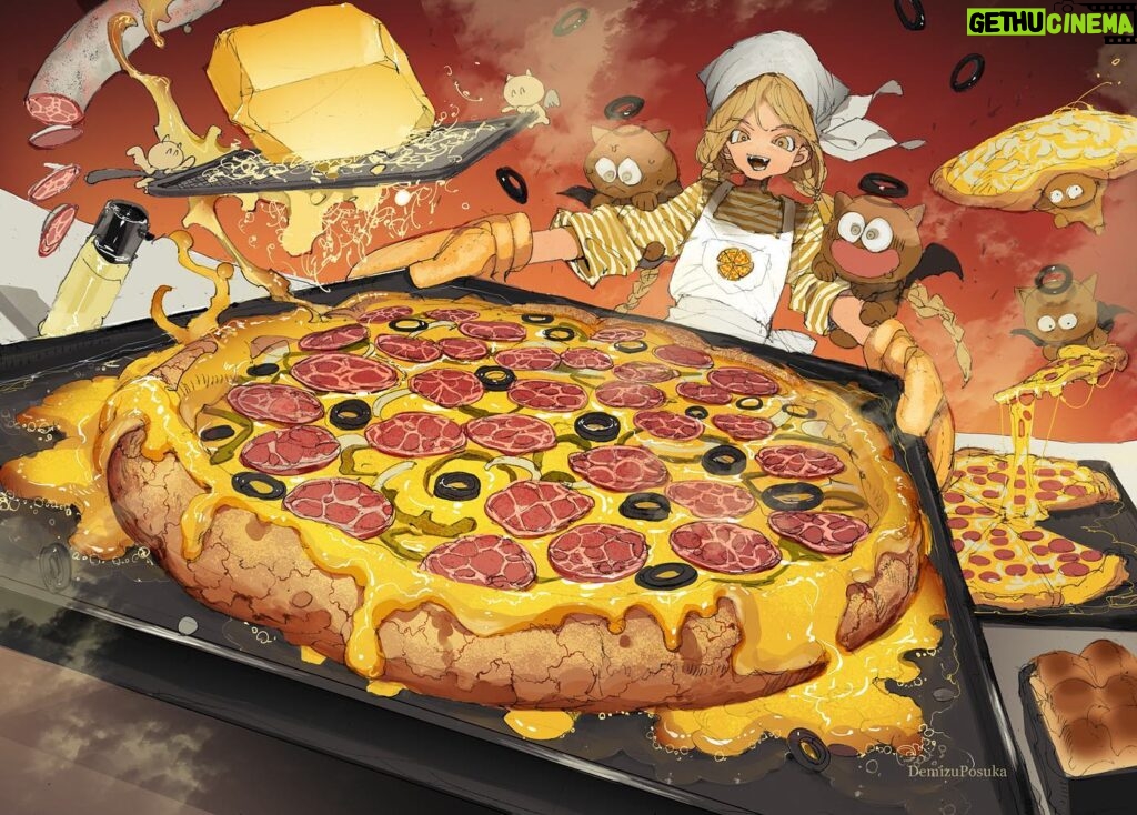 Posuka Demizu Instagram - After all, pizza is the best‼️✨ ——— Hello everybody! Today is my birthday.✨Can you celebrate my birthday with pizza?🎉🍕