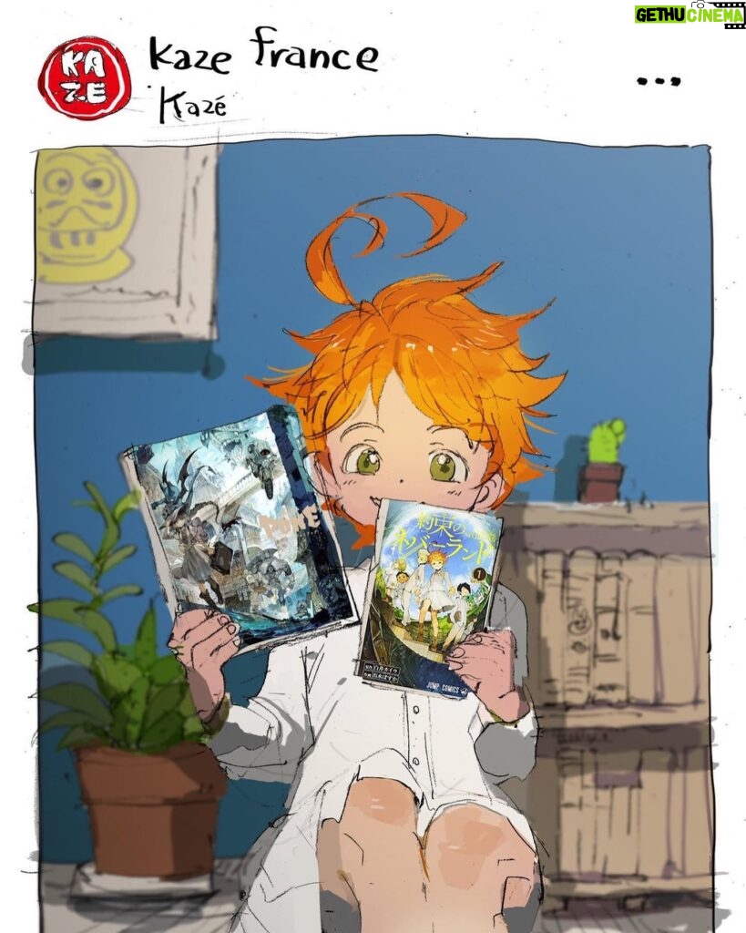 Posuka Demizu Instagram - KAZÉ France( Publisher of The Promised Neverland in France🇫🇷)gave me a special gift! (⸝⸝⸝ᵒ̴̶̷ ⌑ ᵒ̴̶̷⸝⸝⸝)✨Merci! Look at the second picture! this French book is super cool!! I love this one🦈XD The third picture, In France, my art book[PONE] will be released soon!!👉Check @kazefrance