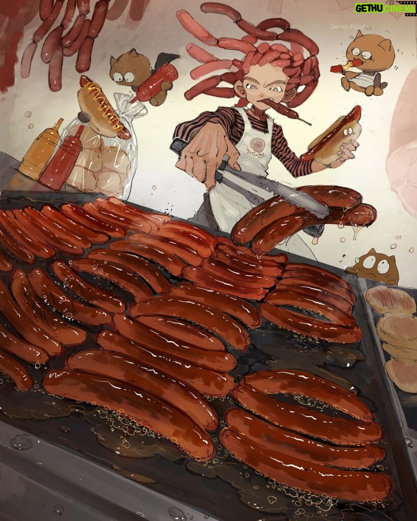 Posuka Demizu Instagram - Grill sausages‼️ 🔥💥endlessly(´༎ຶོρ༎ຶོ`)