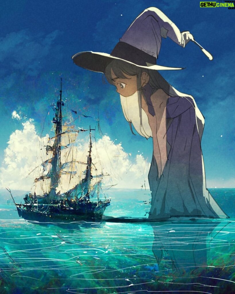 Posuka Demizu Instagram - she's just watching ⛴ The ship drawn by AI is so beautiful, she just looks at the world like Gulliver.😳 ーーー #digitalart