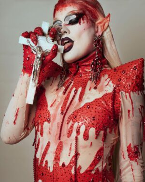 Priscilla Chambers Instagram - 🩸Vampire🩸 

Excited to share the last batch of photos with y’all today! Thanks for all of the love uglies 🖤

Blood Drip Gown by @judas17 
Earrings by @eclipsecrystalcreations 
Photos by @ivanadesancic
Vampire Baby by @angelsbynoemi