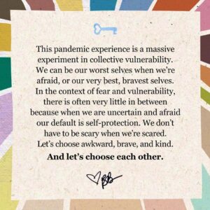 Priscilla Faia Instagram - We all feel it.  Uncertainty. Fear. Overload of information.  I find @brenebrown always has the right words.  We have to come together... apart.  It’s so important to stay home right now. To stop the spread.  To help healthcare workers trying to get a hold of this thing.  Please be considerate.  And please take care of yourselves.  Connect with yourself and your loved ones.  Talk about everything you’re feeling.  It helps. 
Sending you all love❤️
